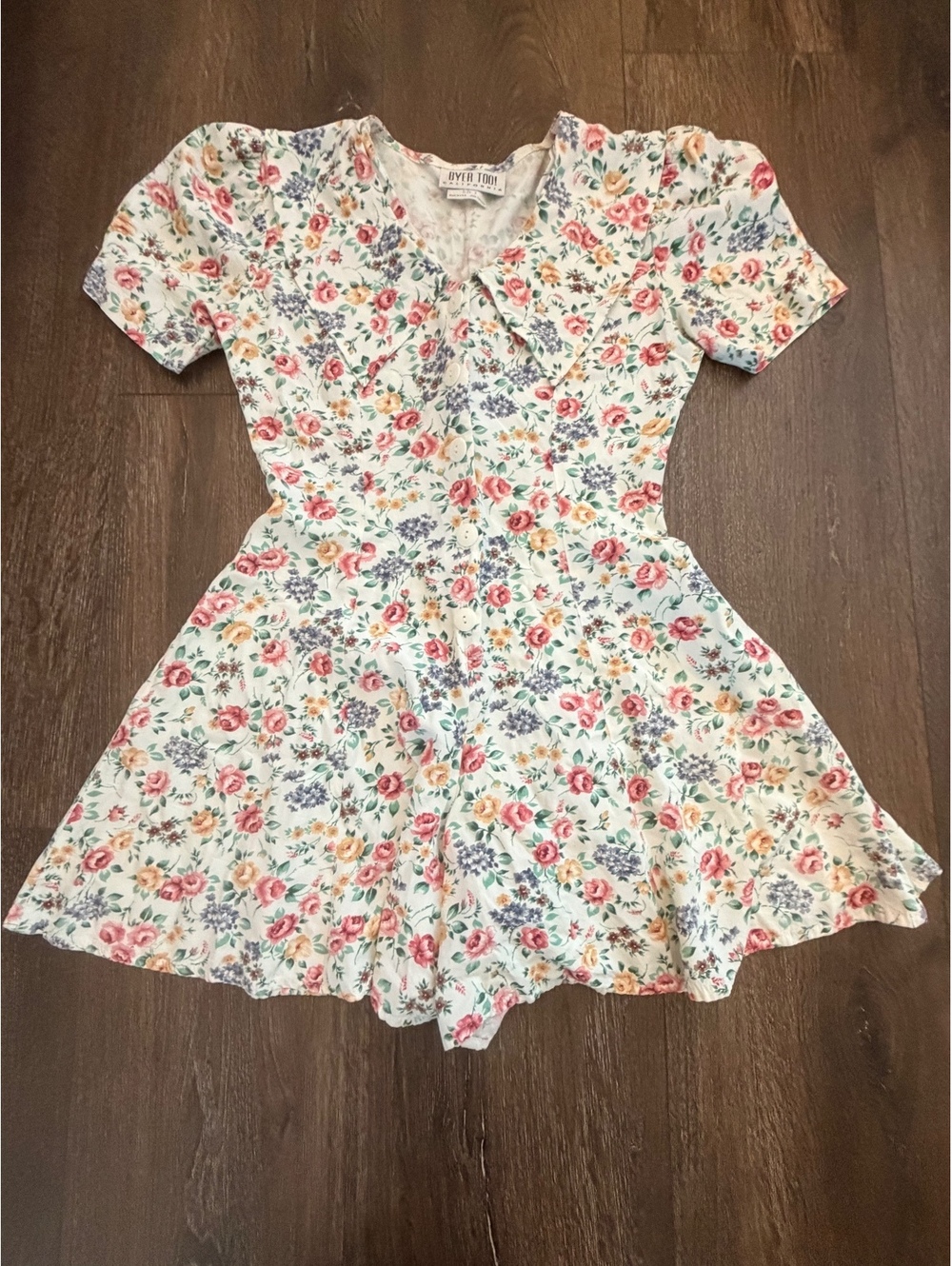 Vintage 90s Byer Too Floral Button Front Romper Size 3 Cottagecore